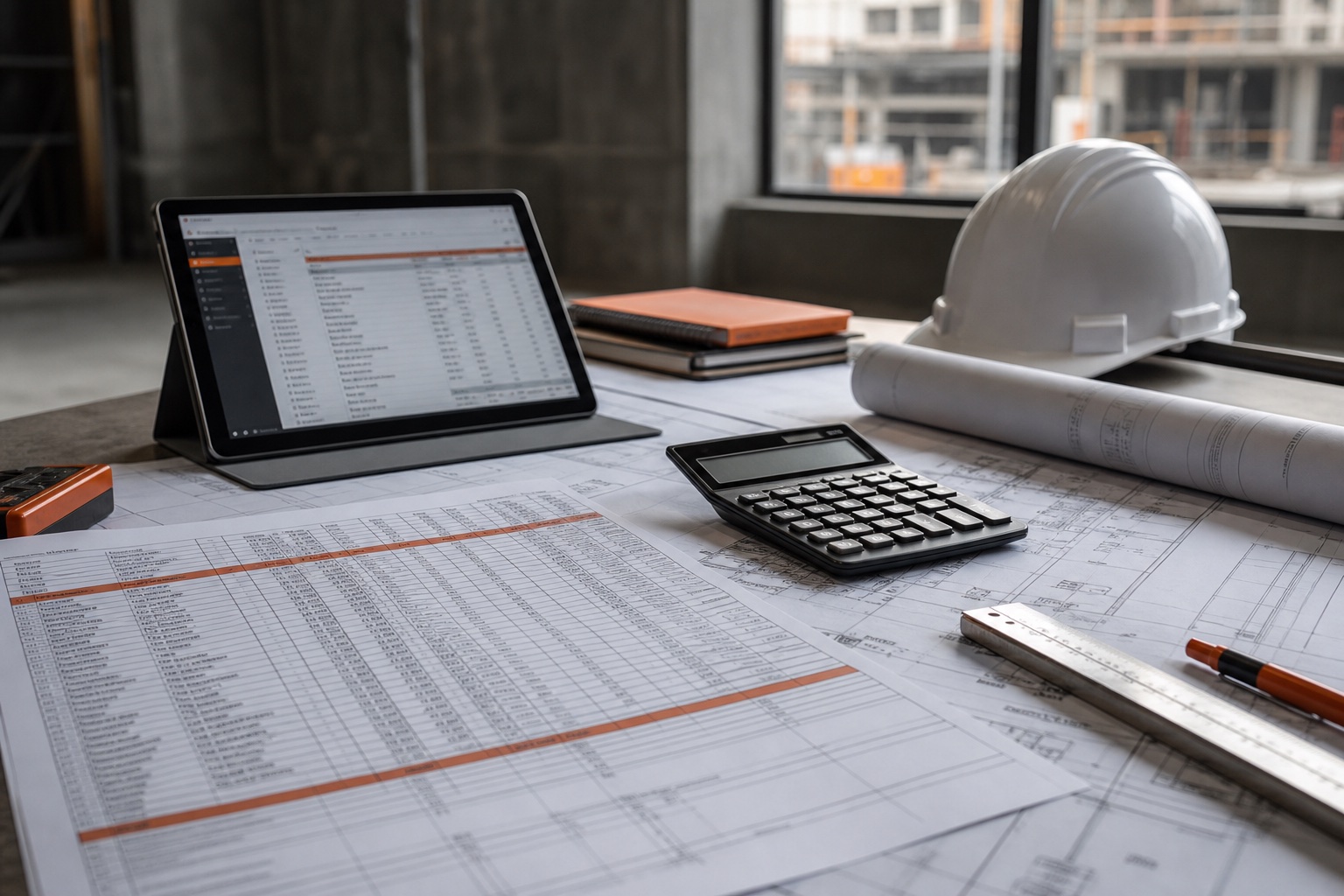 BOQ spreadsheet, structural drawings, and site tools for professional estimating